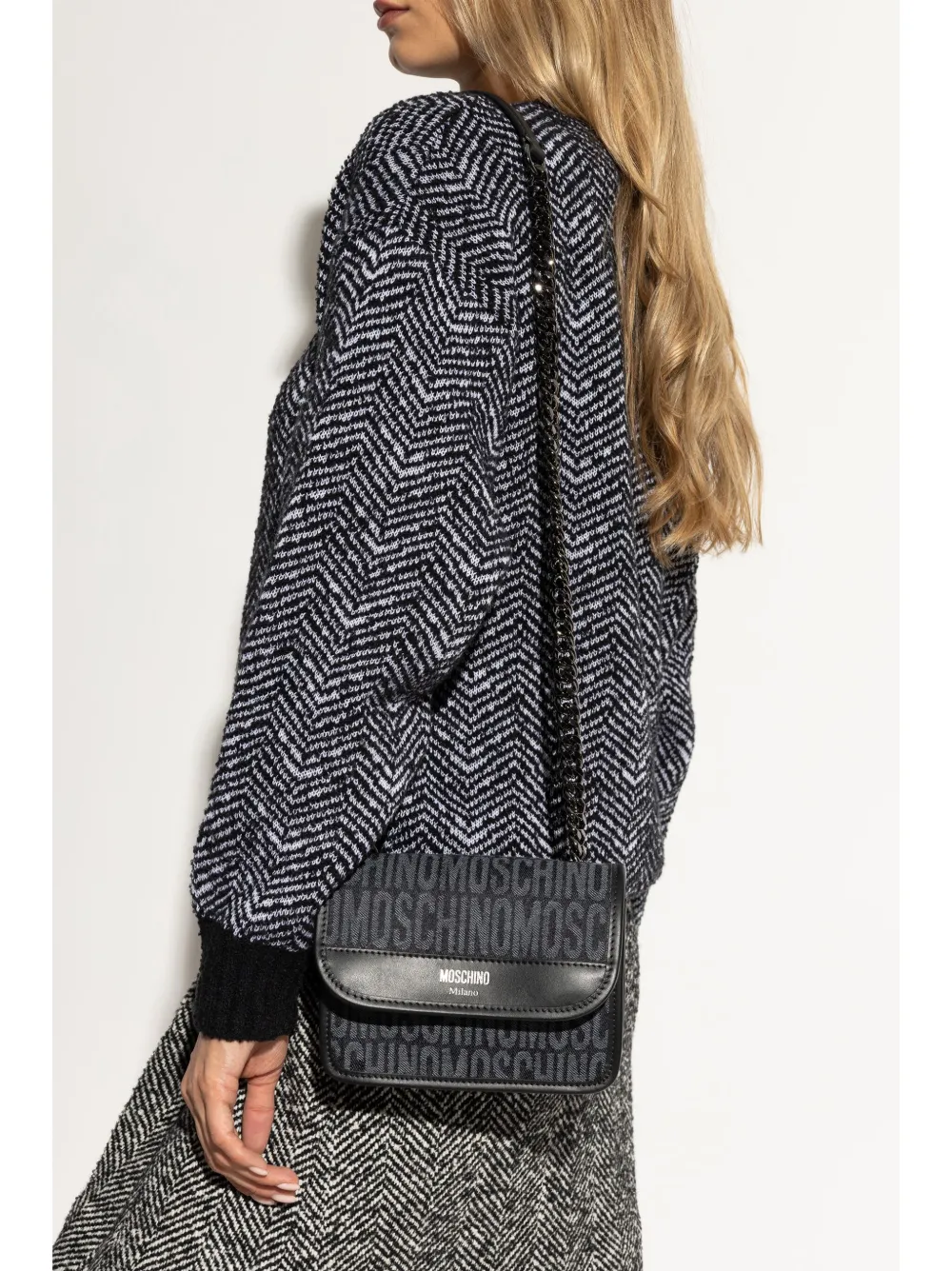 Moschino patterned shoulder bag - Blauw