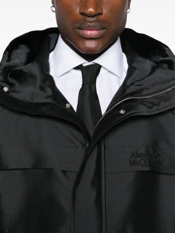 Alexander McQueen embroidered-logo Jacket | Black | FARFETCH RO