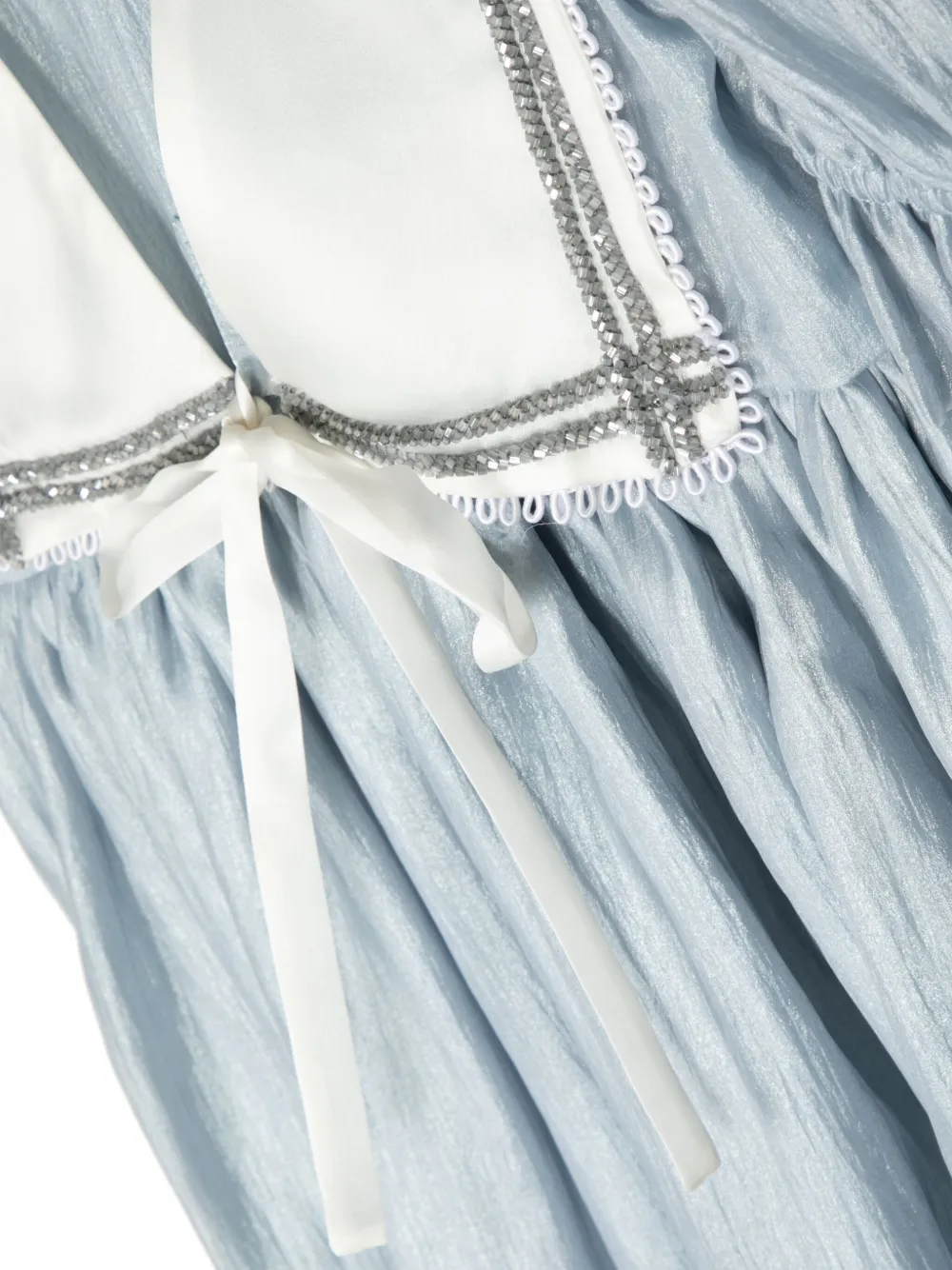 Shatha Essa Kids Jurk met verfraaide matrozenkraag en pofmouwen Blauw