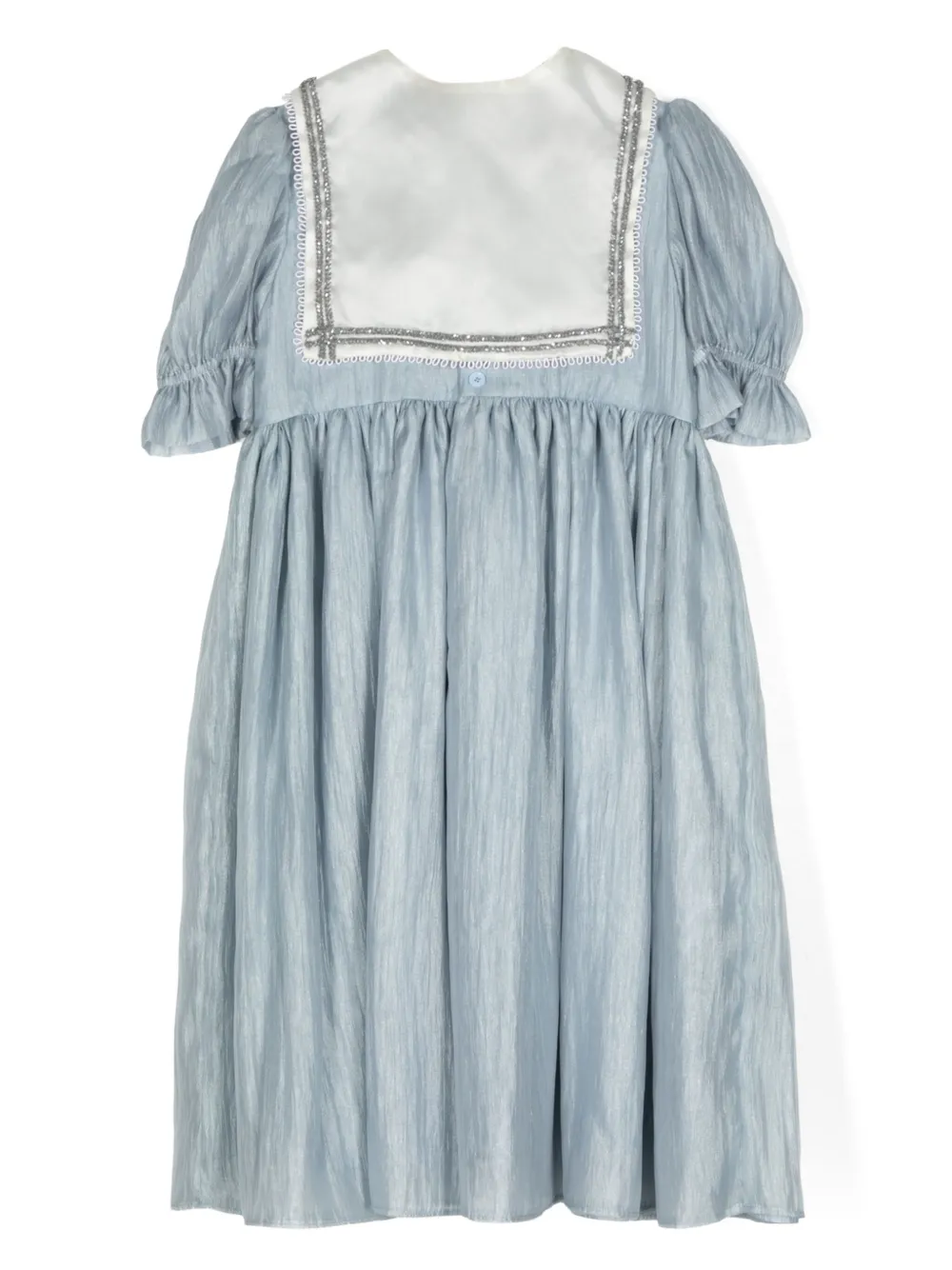 Shatha Essa Kids Jurk met verfraaide matrozenkraag en pofmouwen Blauw