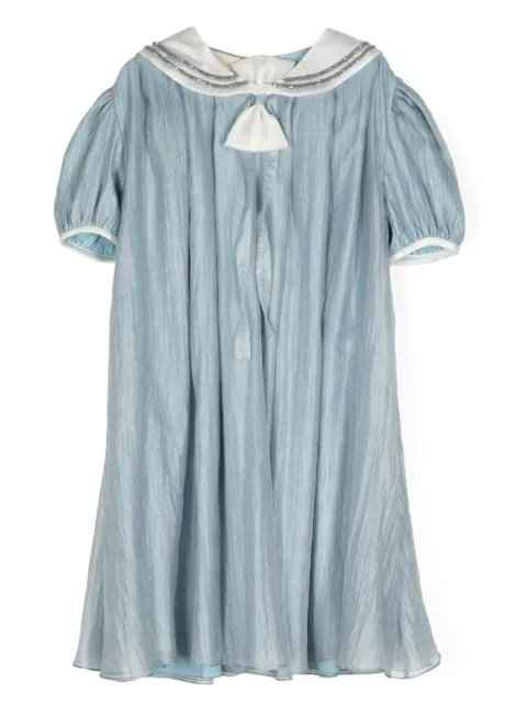 Shatha Essa Kids embellished sailor collar and bow detail dress