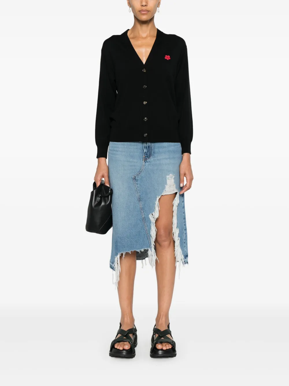 Kenzo Boke Flower-embroidered cardigan - Zwart