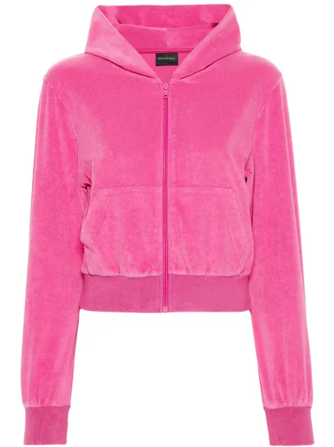 Balenciaga rhinestone-logo zipped hoodie Women