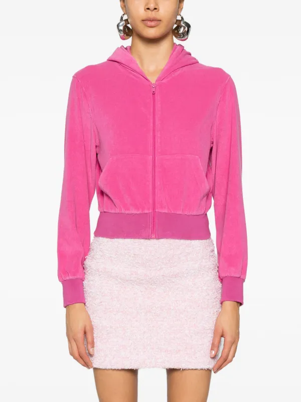 Balenciaga rhinestone-logo Zipped Hoodie | Pink | FARFETCH