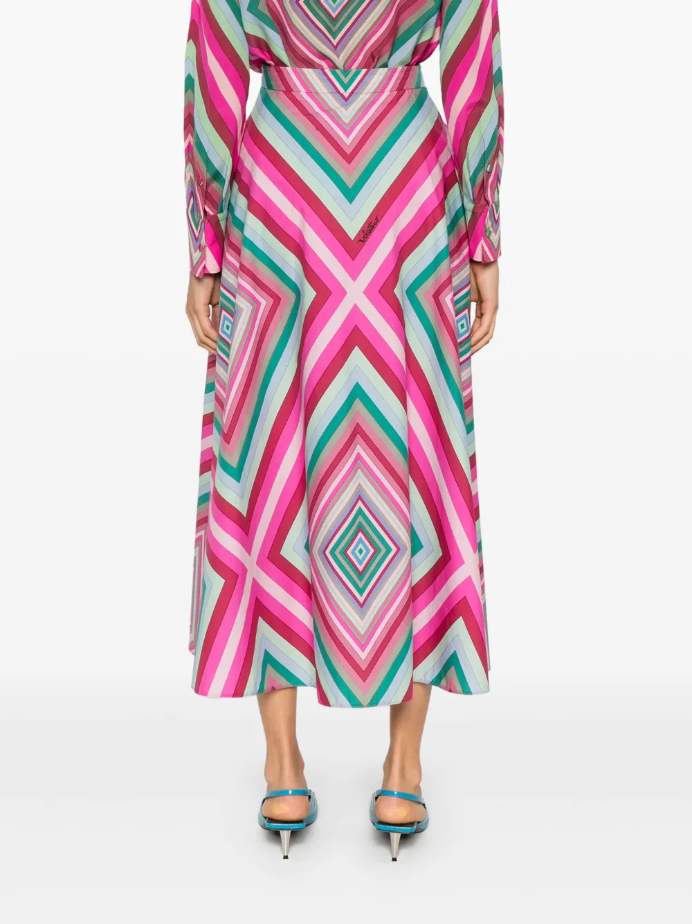 Valentino Garavani Popeline midi-rok met geometrische print Roze