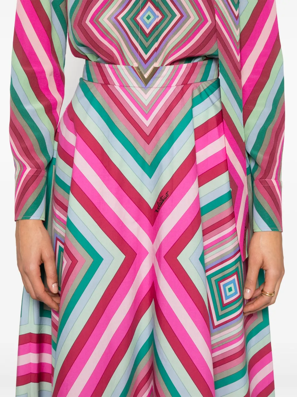 Valentino Garavani Popeline midi-rok met geometrische print Roze