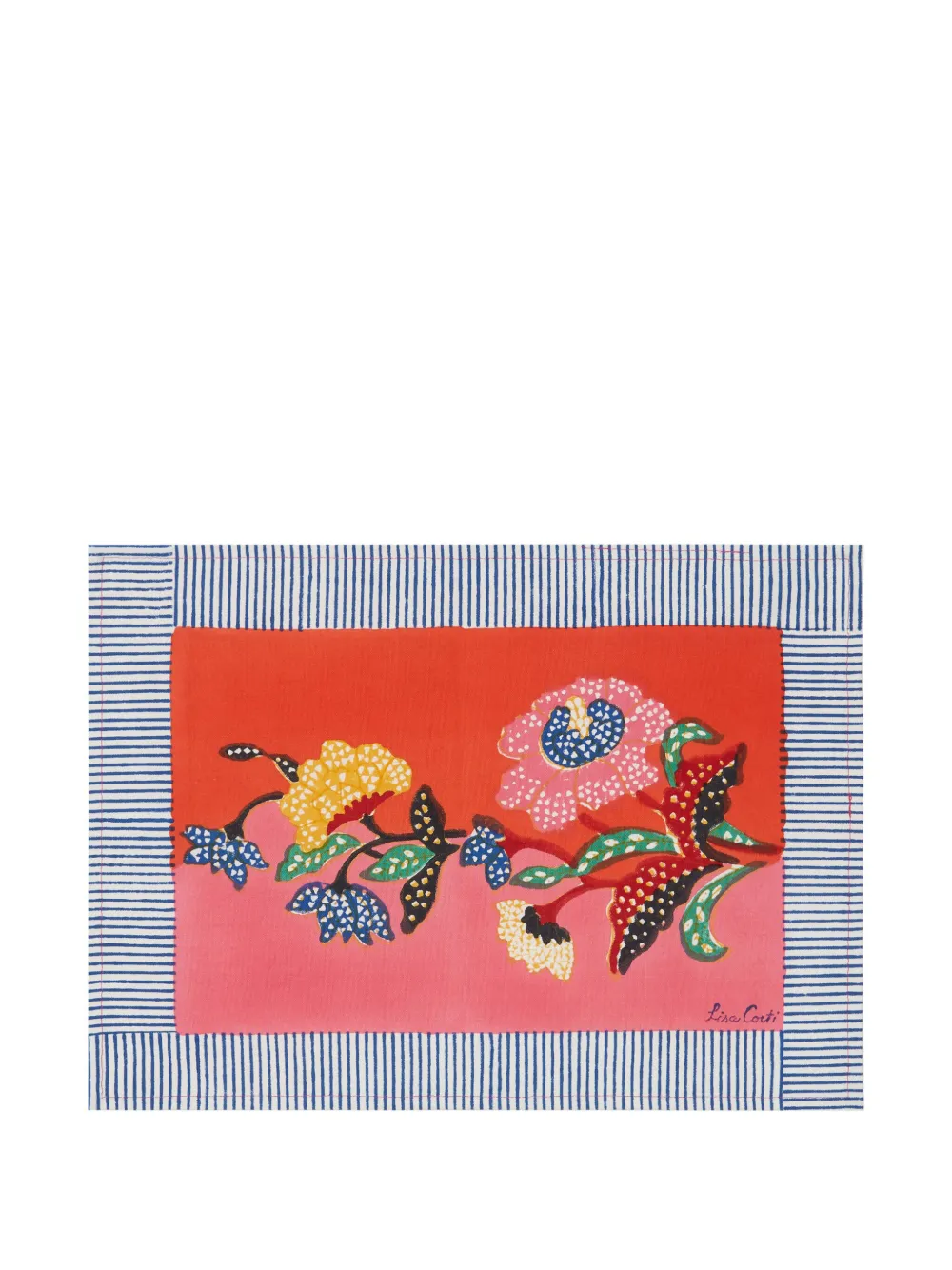 Lisa Corti floral-print canvas placemat (set of two) - Rood