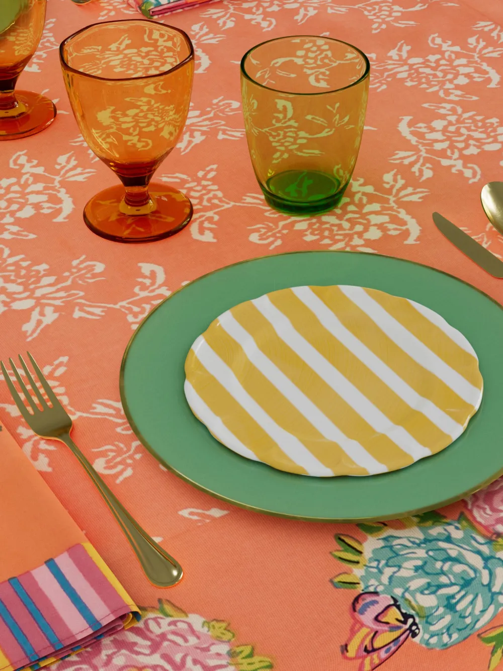Lisa Corti Kandem Queen Peach tablecloth (180x270cm) - Oranje