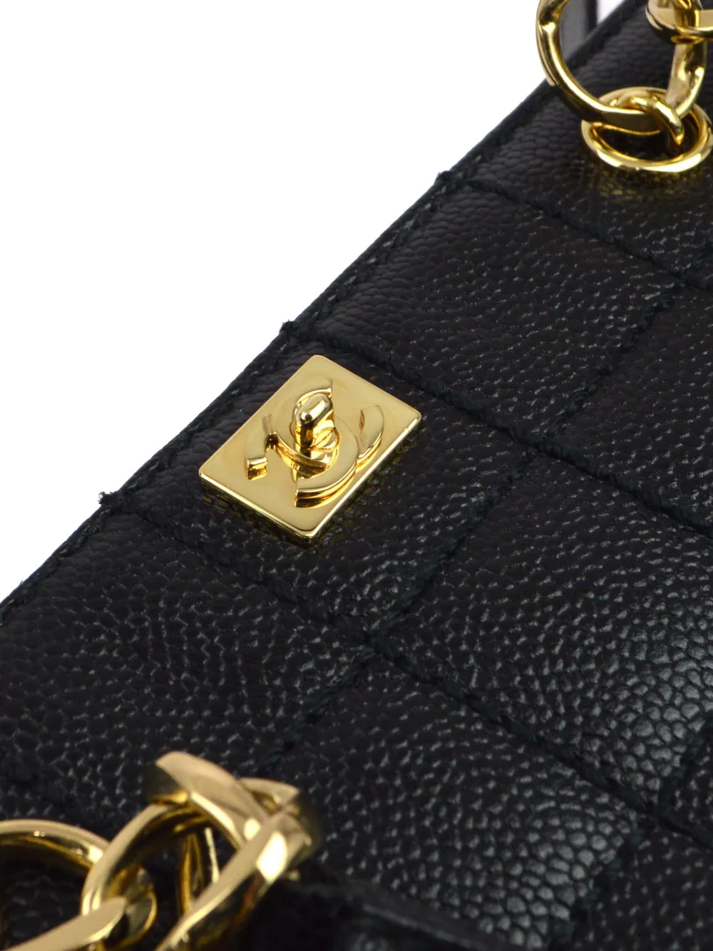 Pre-owned Chanel 2002 Wild Stitch Choco Bar Handbag In Black