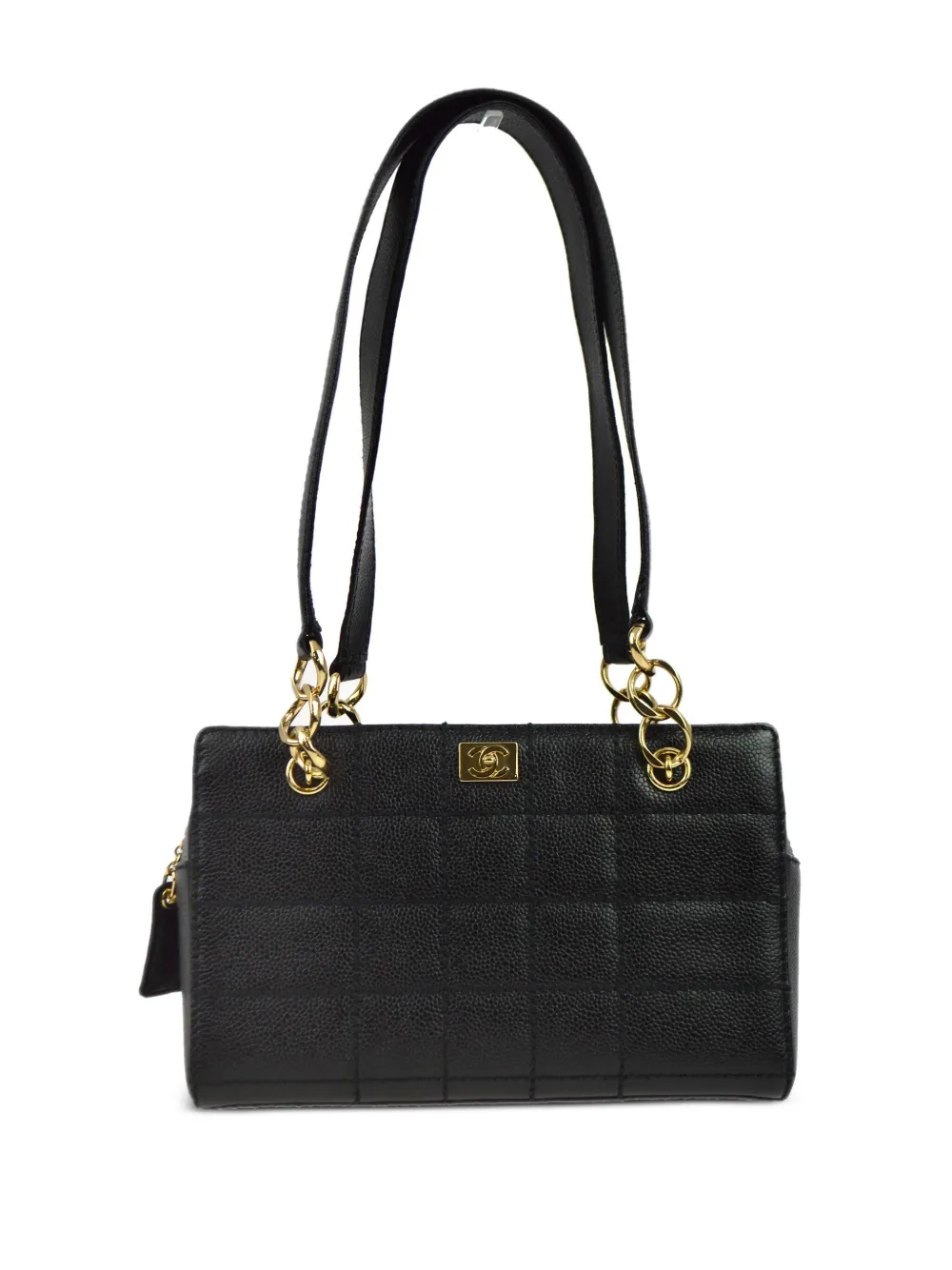 CHANEL Pre-Owned 2002 ワイルドステッチ チョコバー ハンドバッグ - ブラック CHANEL Pre-Owned 2002 ワイルドステッチ チョコバー ハンドバッグ - ブラック