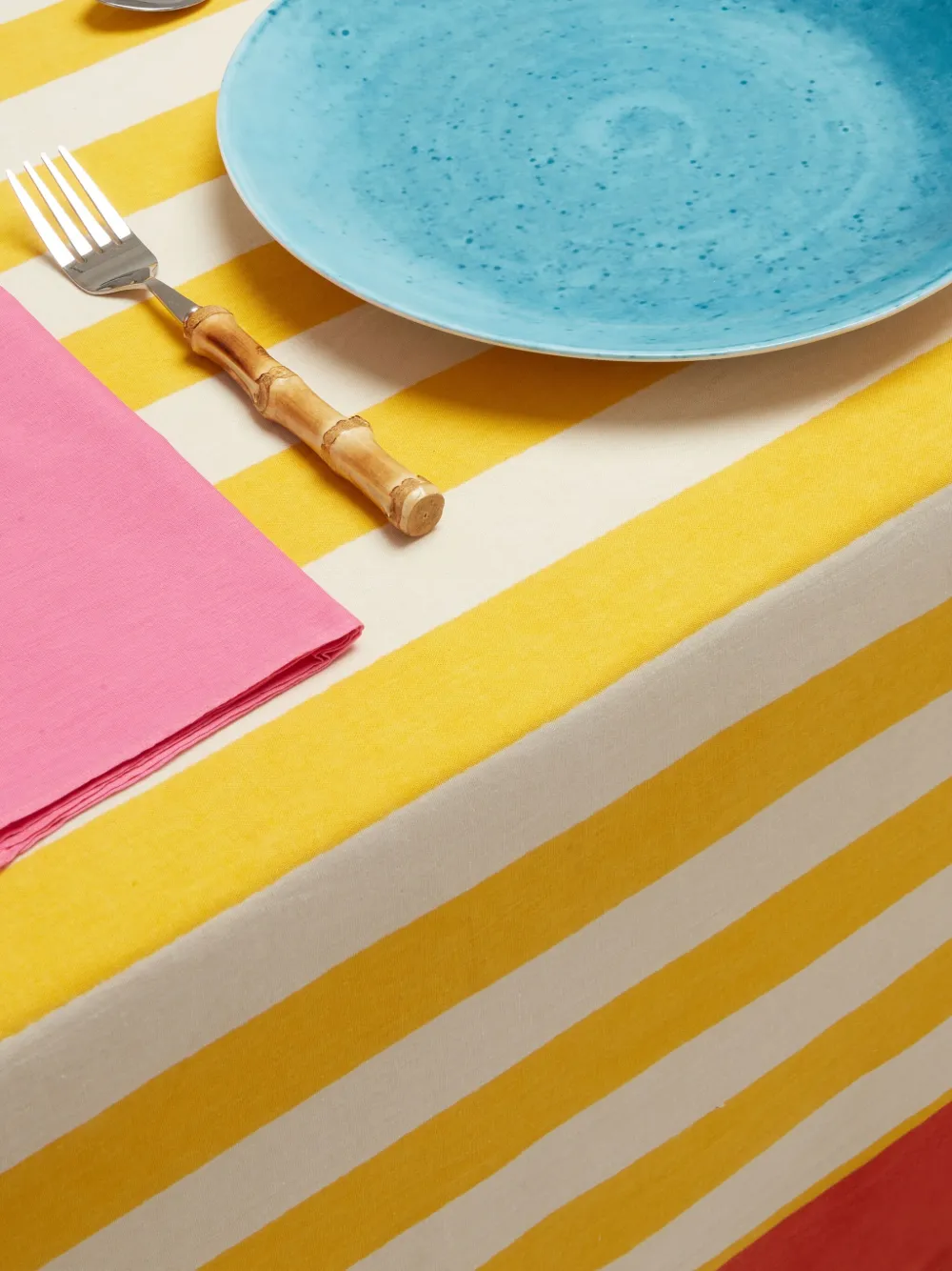 Lisa Corti X La Veste Nizam Stripes Tablecloth (180cm X 270cm) In Yellow