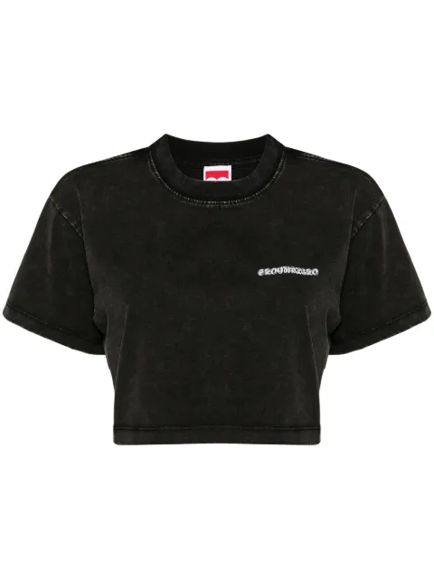 Ground Zero logo-print cropped T-shirt