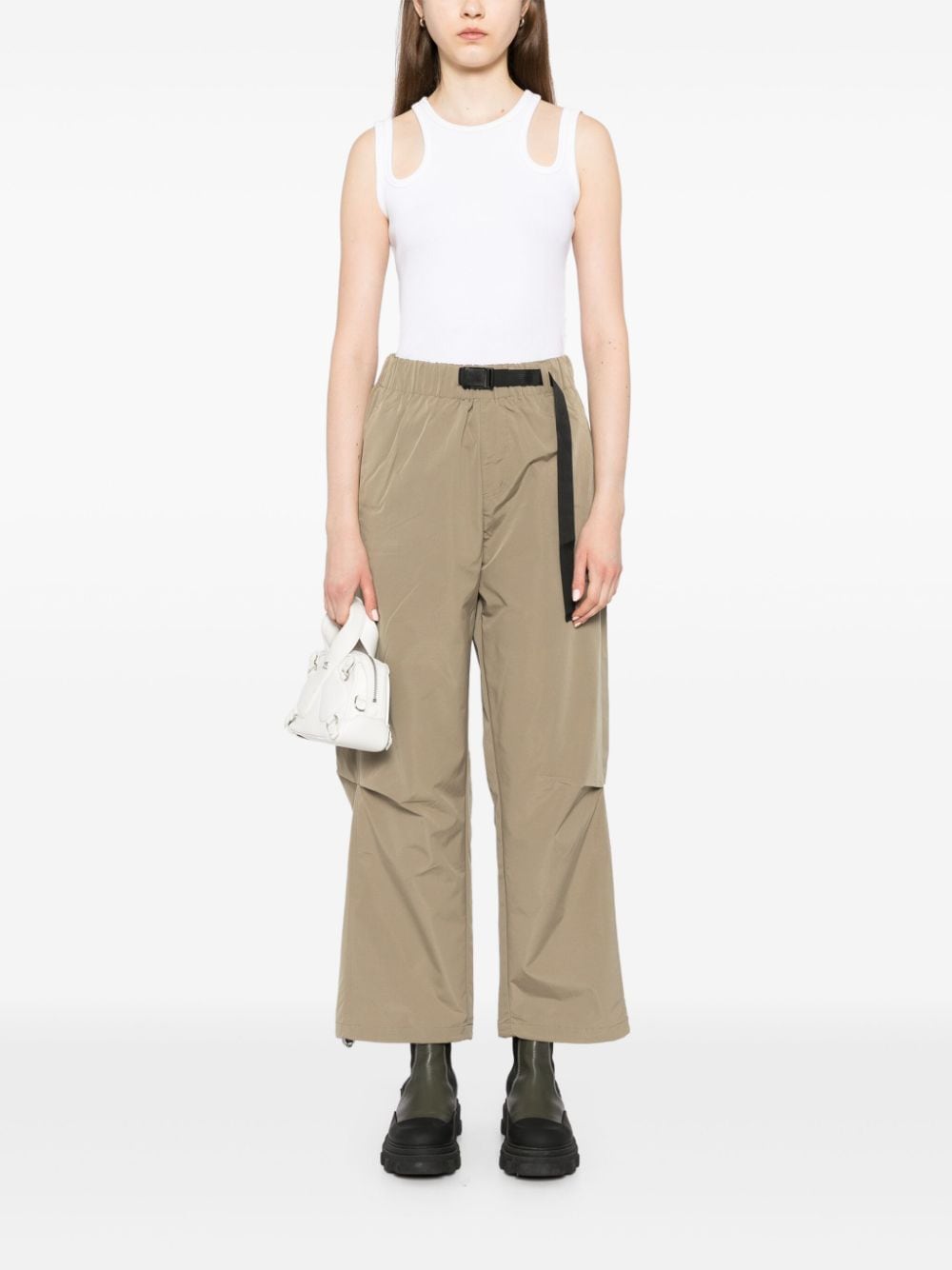 Shop Ground Zero Belted Straight-leg Cargo Pants In Brown