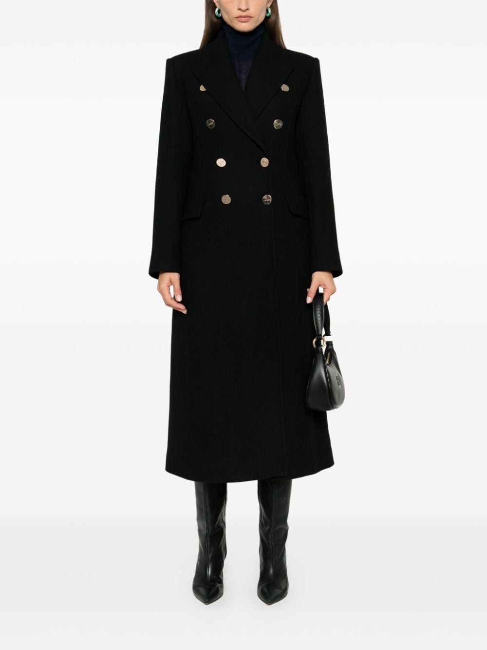 Shop Liu •jo Double-breasted Coat In Black