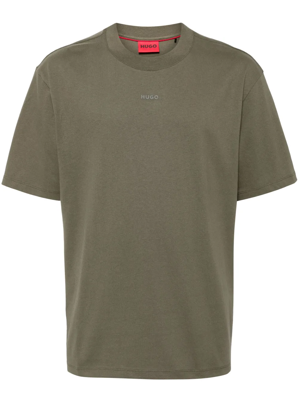 HUGO Camiseta de algodão com estampa de logo | Verde | Image 1