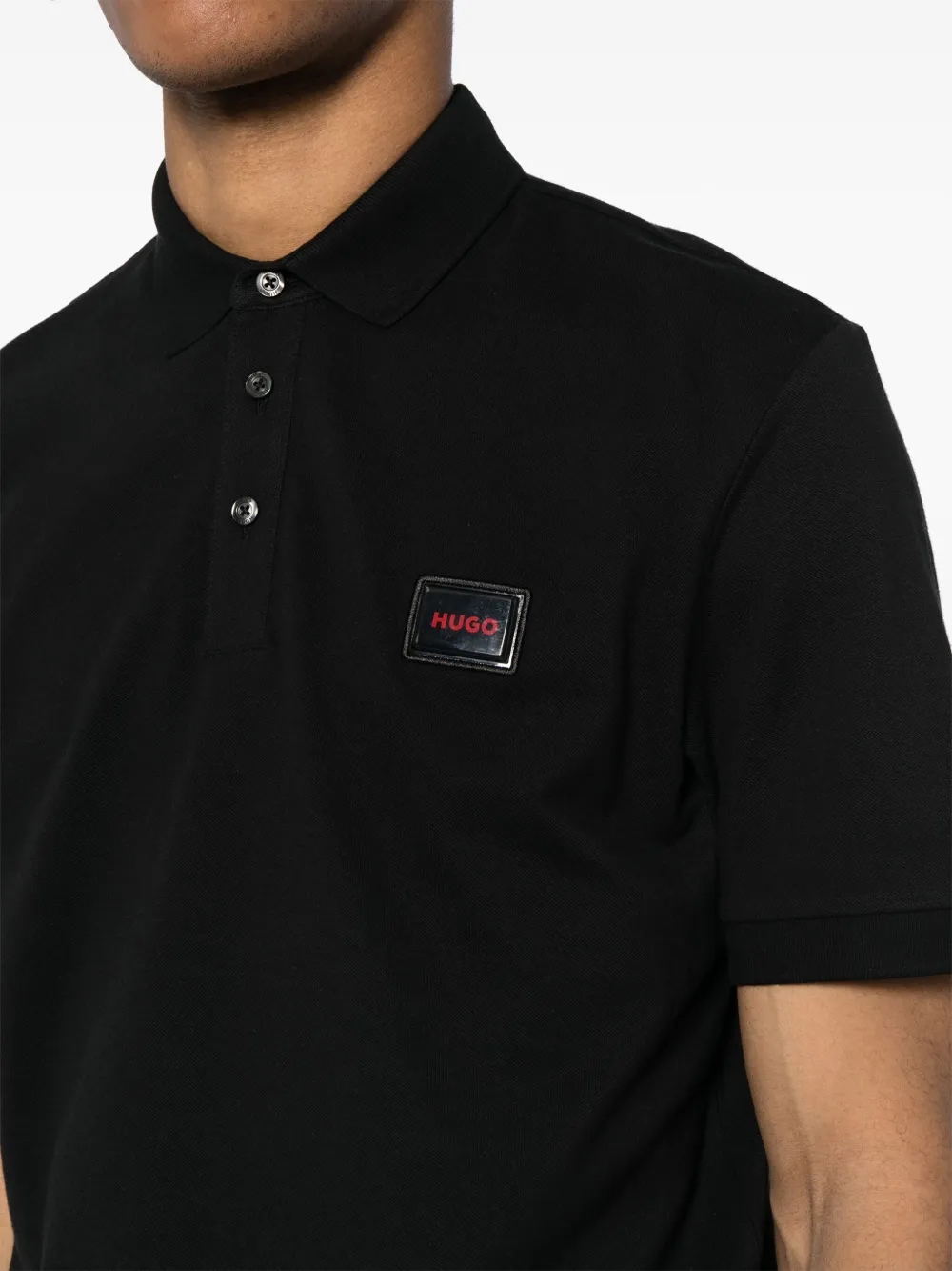 HUGO Poloshirt met logo-applicatie Zwart