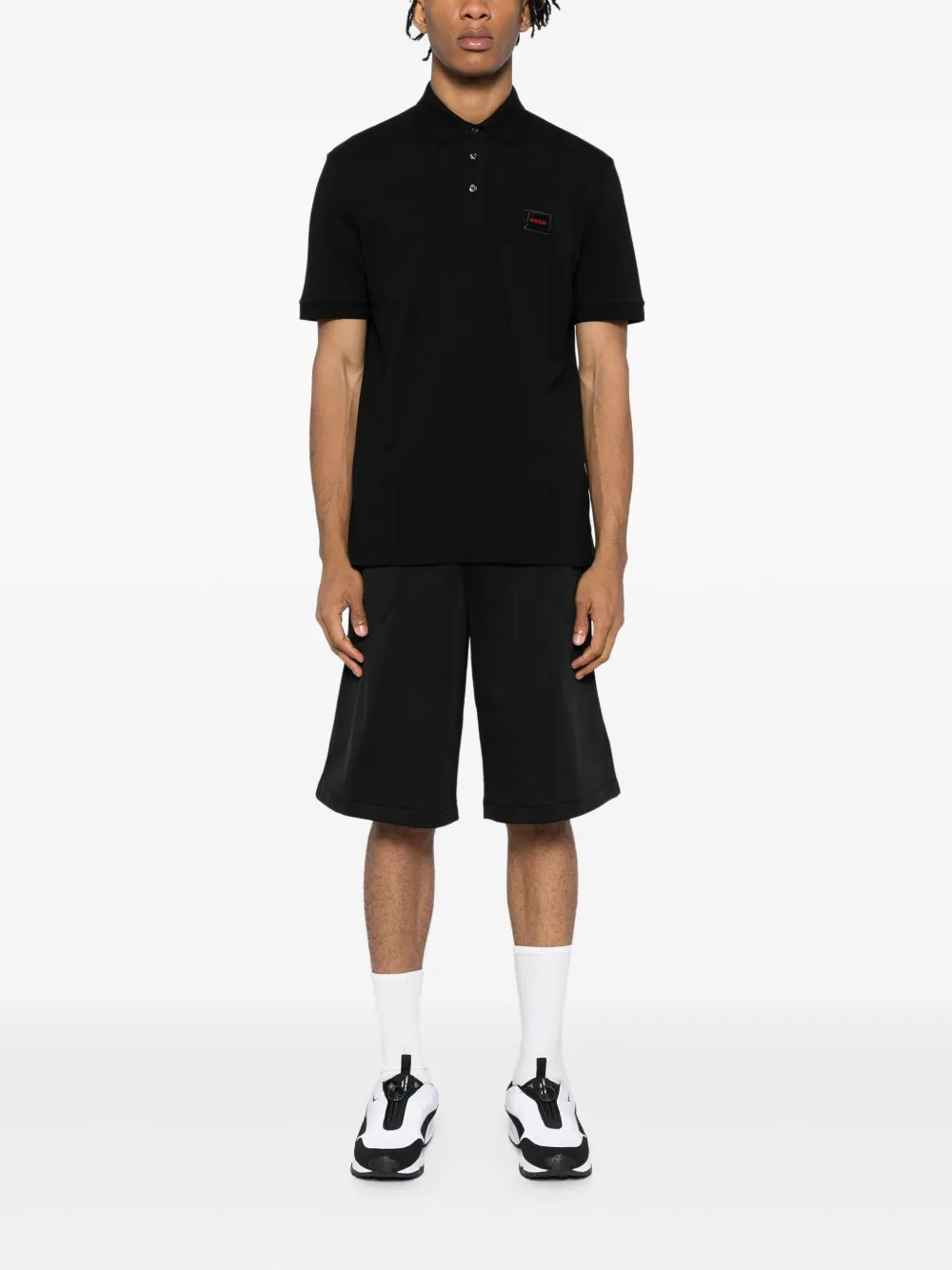 HUGO Poloshirt met logo-applicatie - Zwart