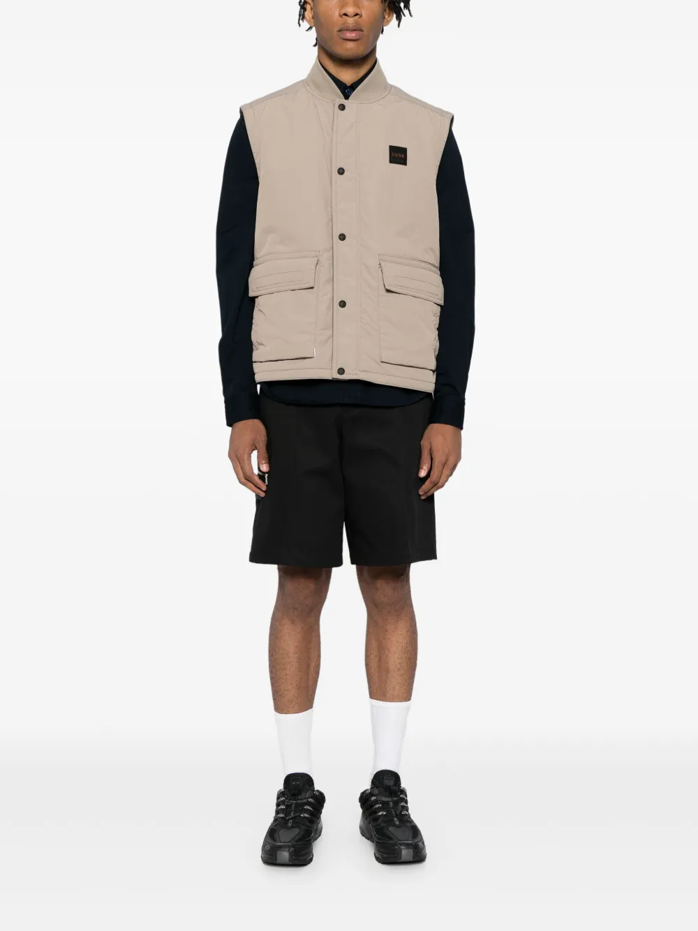BOSS Bodywarmer met logo-applicatie - Bruin