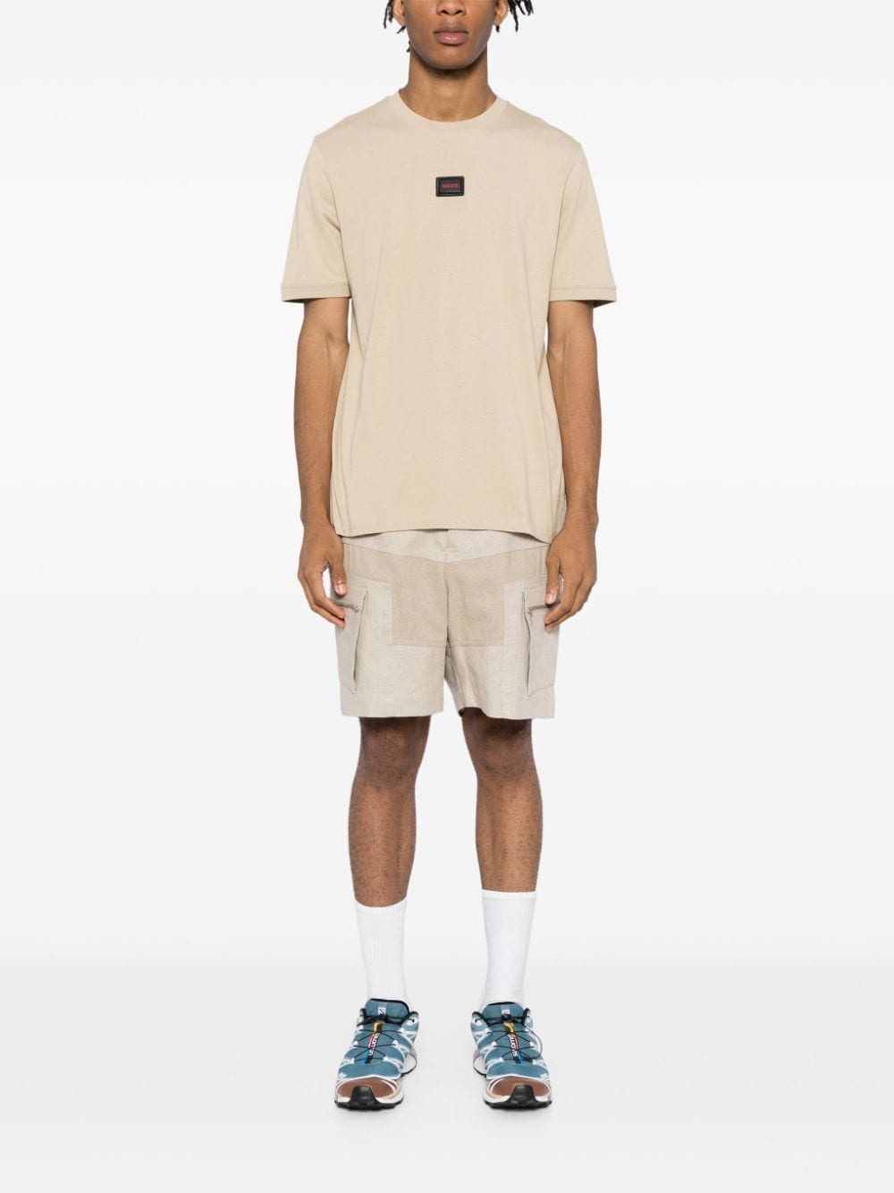 Shop Hugo Logo-appliqué Cotton T-shirt In Neutrals