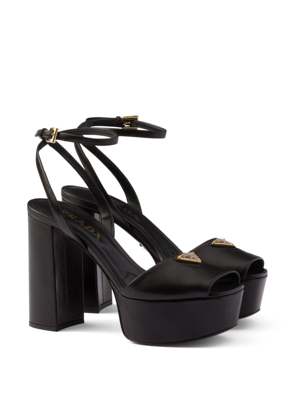 Shop Prada 115mm Leather Platform Sandals In Black