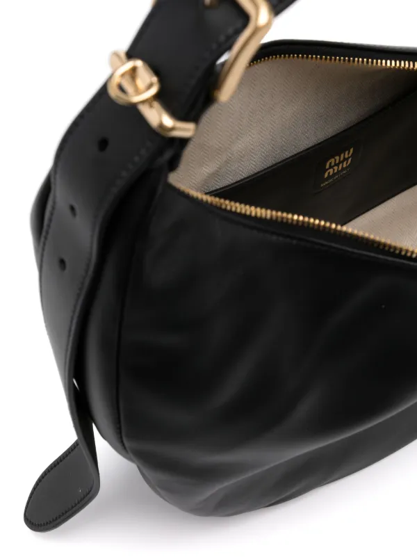 VIP価格 ミュウミュウ ロゴ アップリケ トップ ハンドル バッグ Miu Miu ロゴアップリケ ハンドバッグ | ブラック | FARFETCH JP