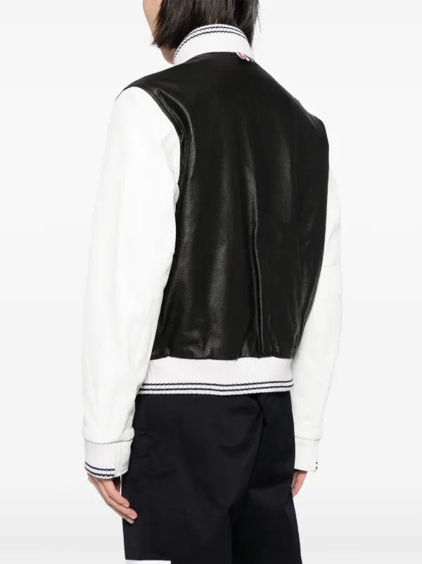 Thom Browne Blouson Leather Jacket | Black | FARFETCH