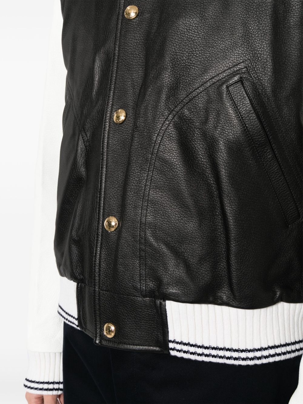 Shop Thom Browne Blouson Leather Jacket In Black