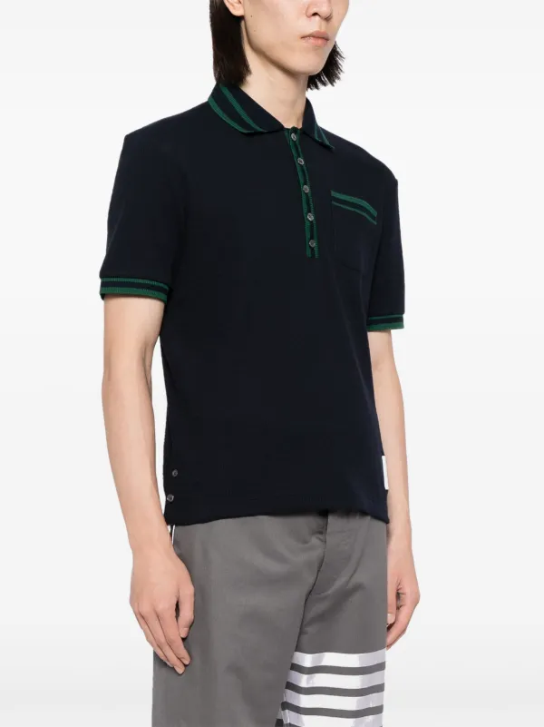 【関税・送料無料】Thom Browne ニットポロシャツ Thom Browne ポインテールニット ポロシャツ | ブルー | FARFETCH JP