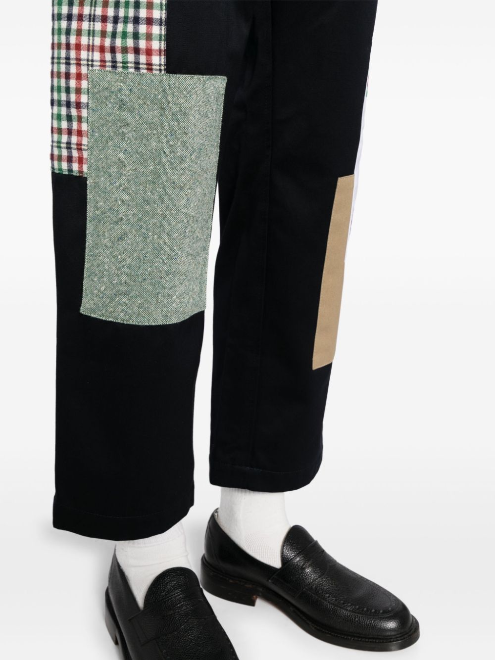 Shop Thom Browne Patchwork Chino Trousers In Blue