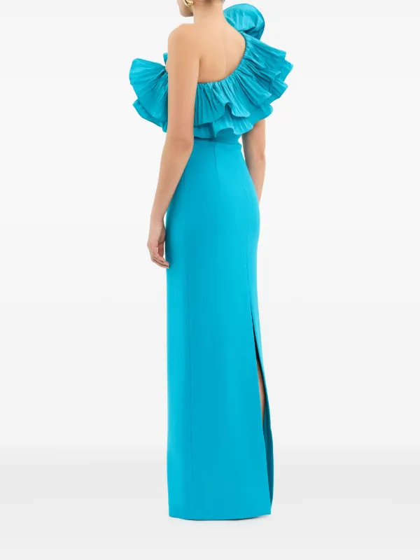 【REBECCA VALLANCE】ELLA GOWN ワンショルダー フリルガウン Rebecca Vallance Ella Gown | Blue | FARFETCH