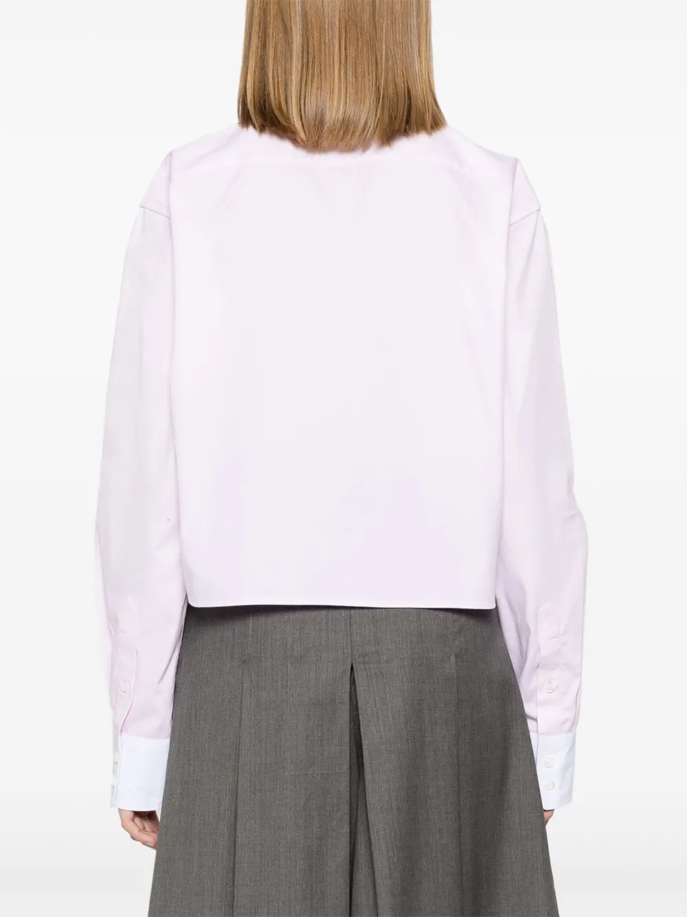 Prada blouse met geborduurd logo Roze