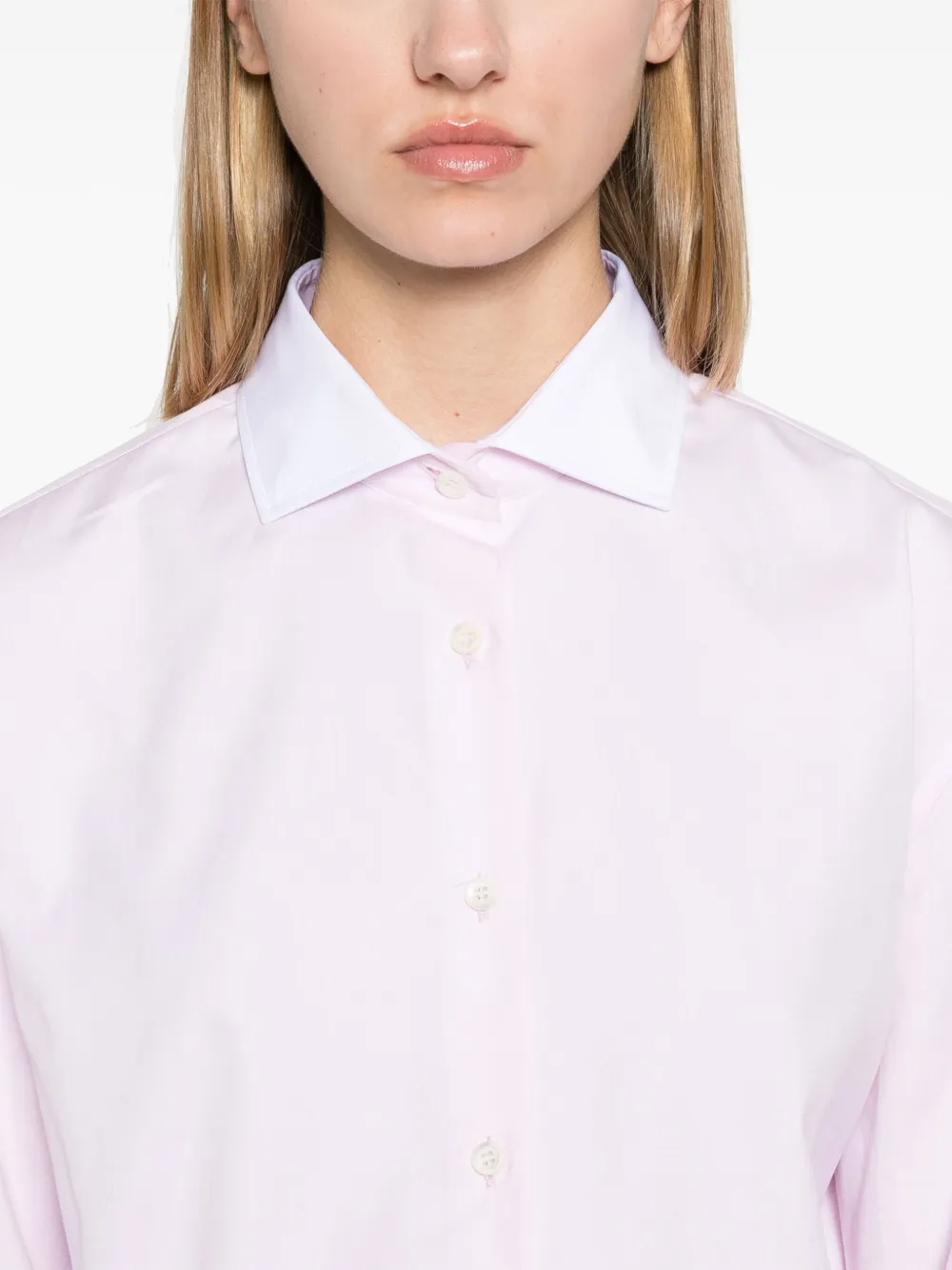 Prada blouse met geborduurd logo Roze