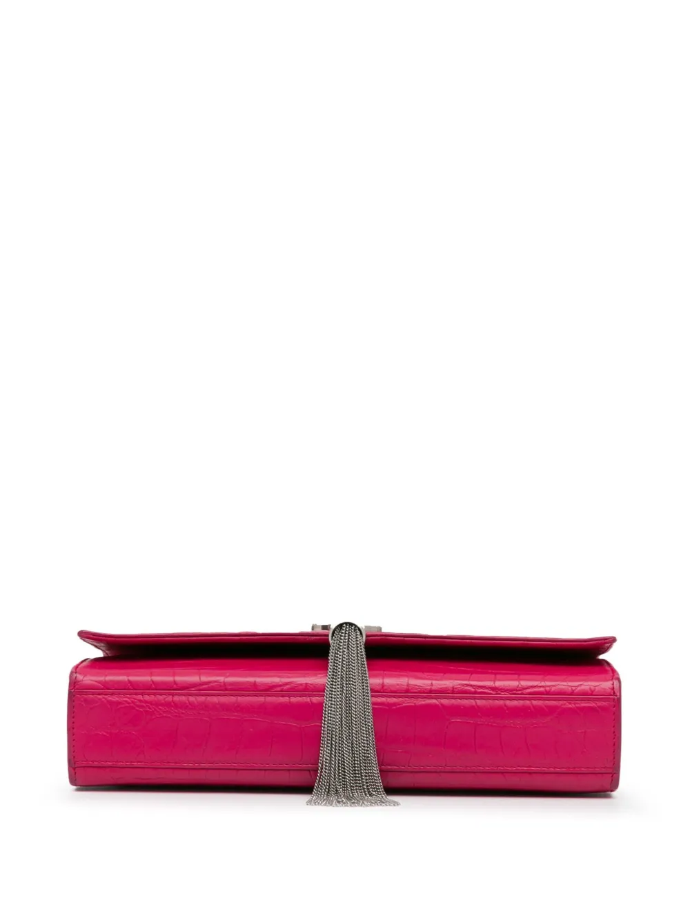Pre-owned Saint Laurent 2015 Medium Embossed Kate Tassel Crossbody Bag In Pink