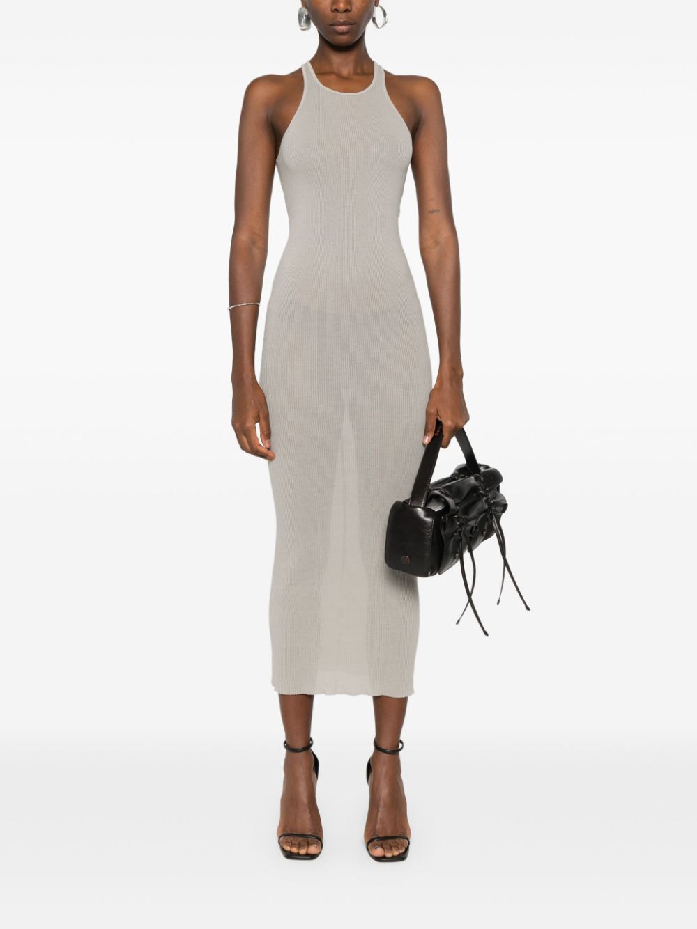 Shop Rick Owens Drkshdw Ribbed Tank Midi Dress In Grey