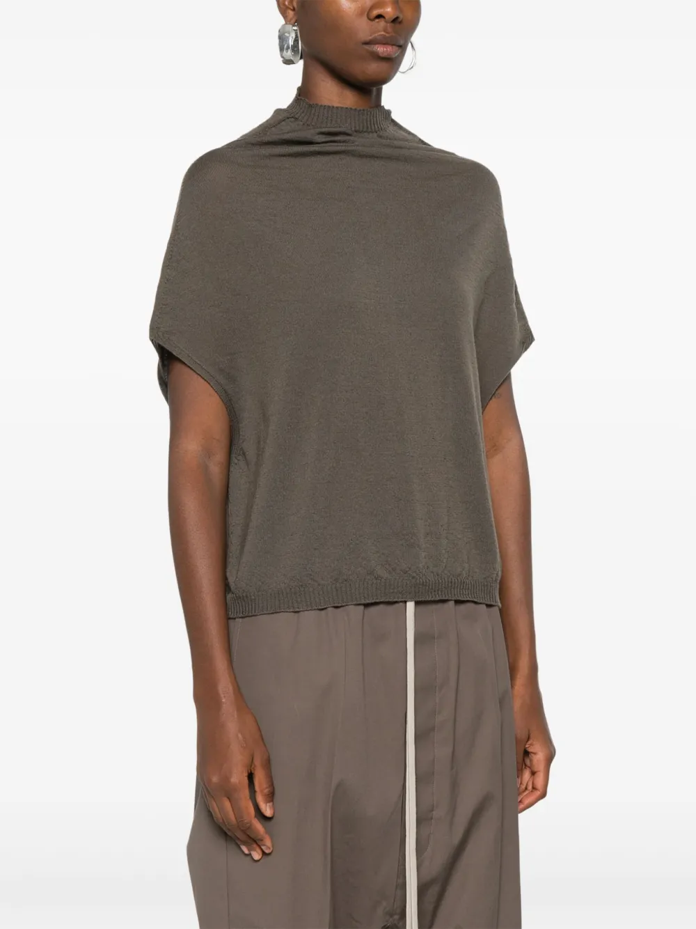 Rick Owens DRKSHDW Wollen top met col Bruin
