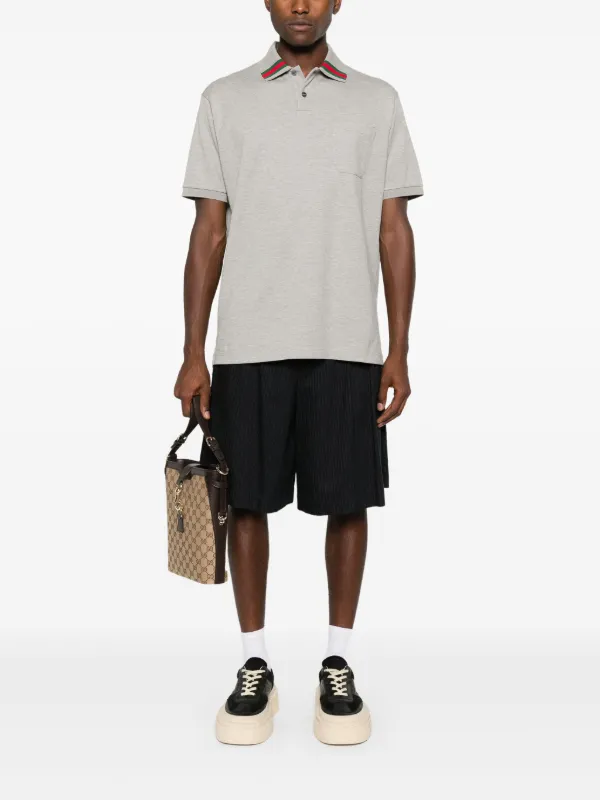 Gucci Web Polo Shirt | Grey | FARFETCH