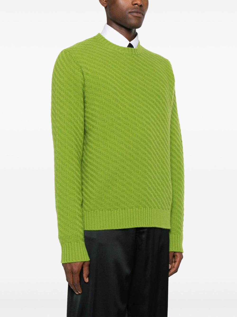 Shop Prada Ribbed-knit Jumper In Grün