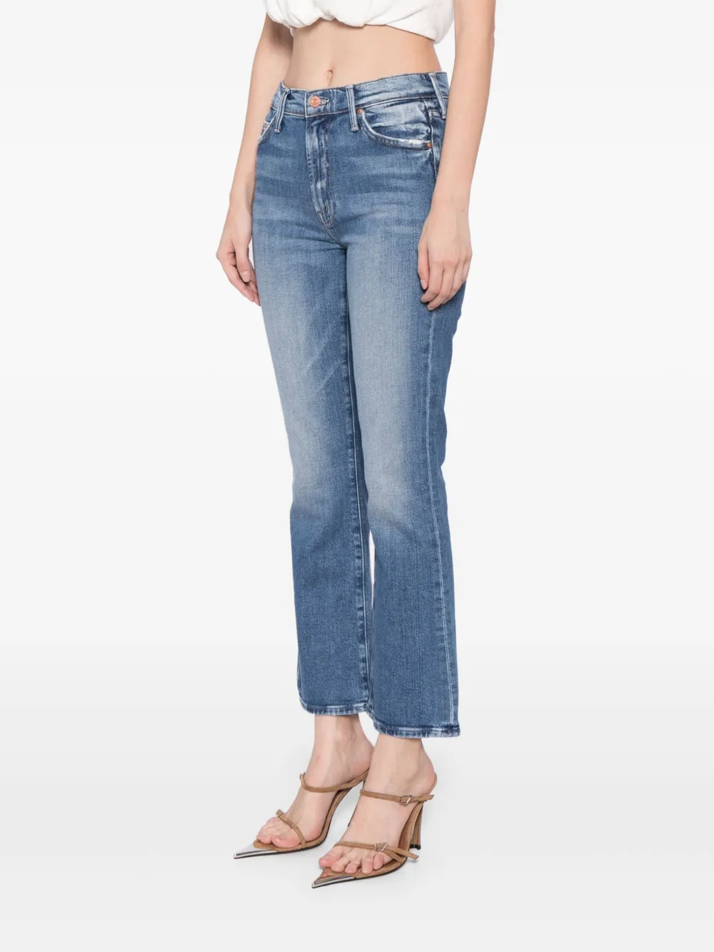 Mother The Insider Crop Step Fray Jeans Not Rough Enough In Blue