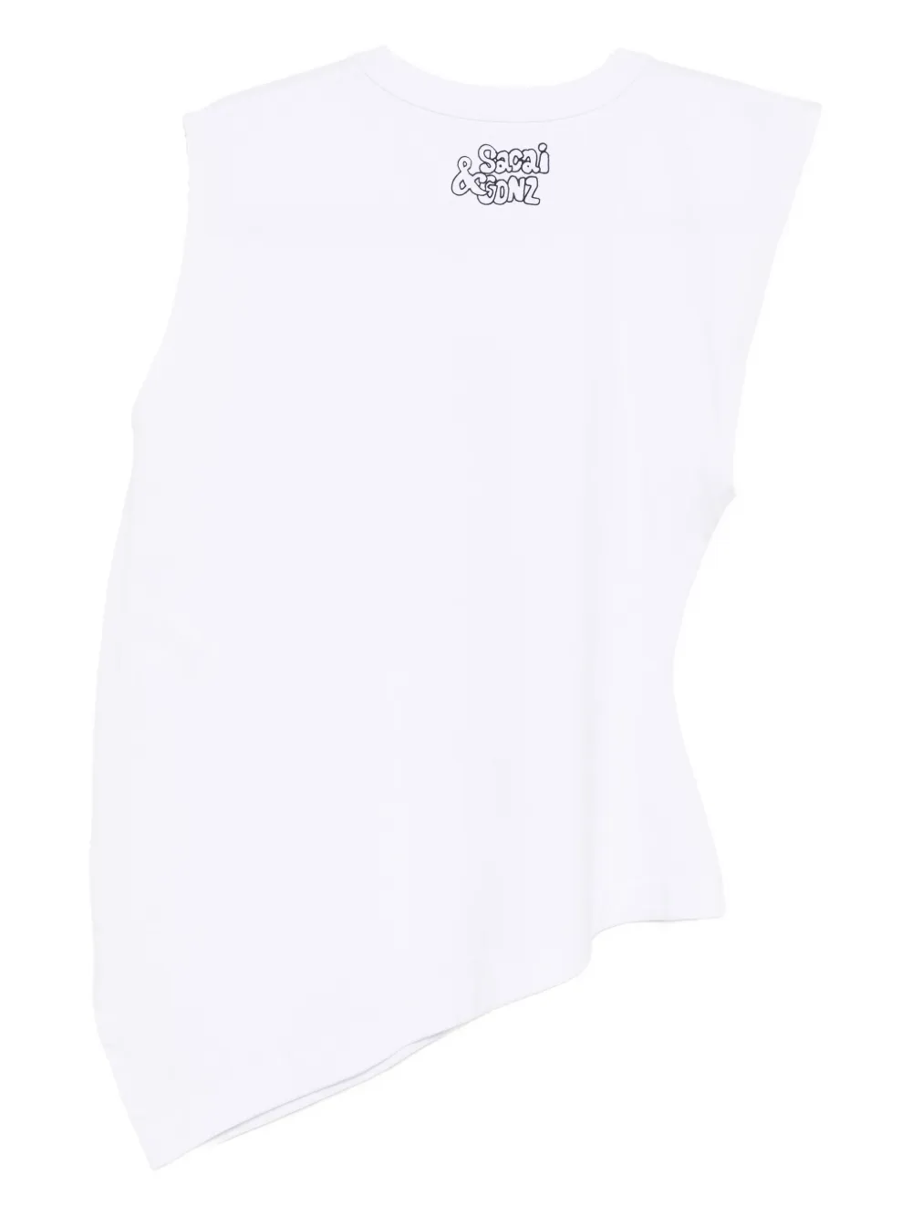 sacai graphic-print asymmetric top Wit