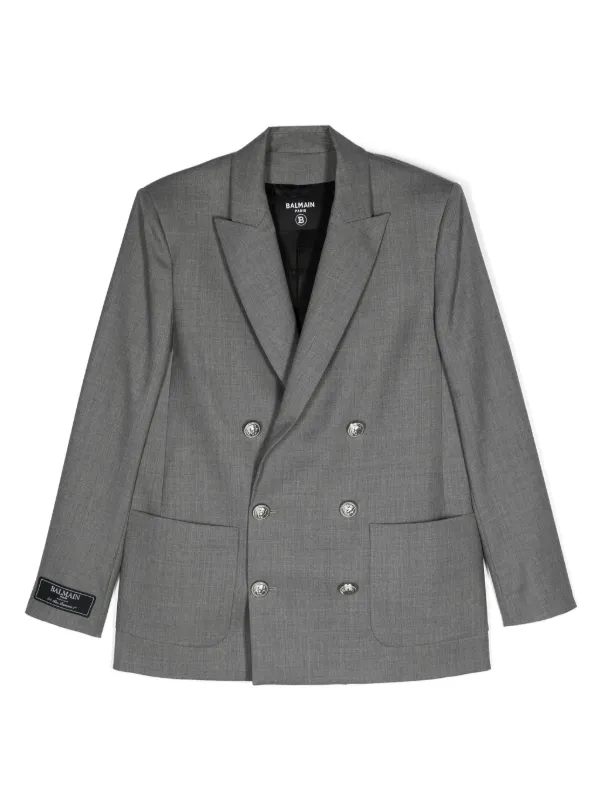 Balmain Kids double-breasted Blazer Grey FARFETCH