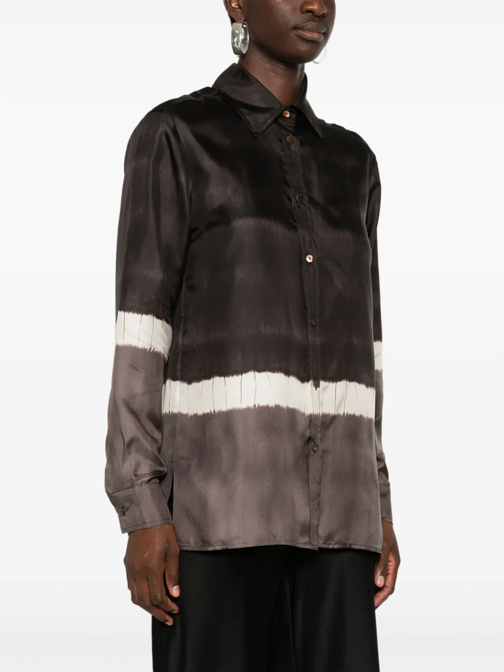 P.A.R.O.S.H. Shirt met tie-dye print Bruin