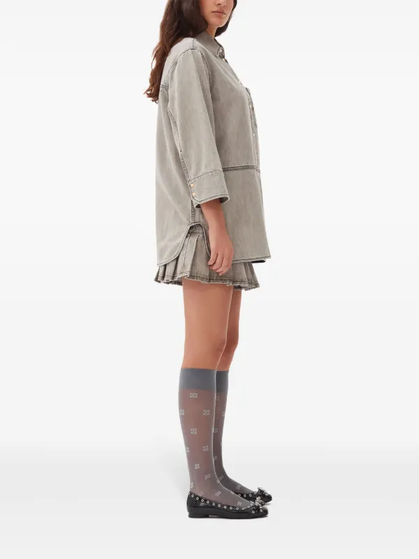 GANNI Denim Shirt | Grey | FARFETCH AZ
