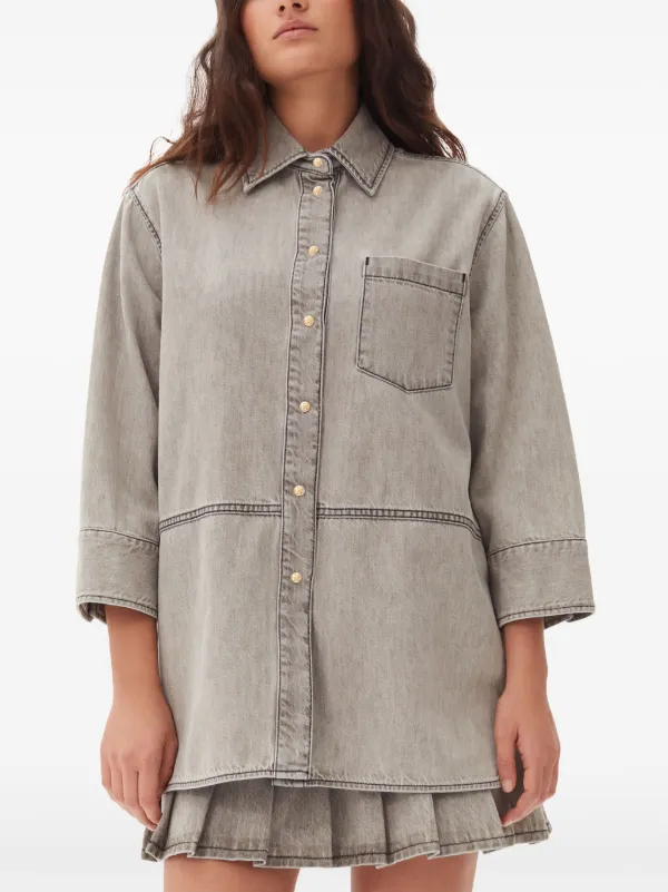 GANNI Denim Shirt | Grey | FARFETCH AZ