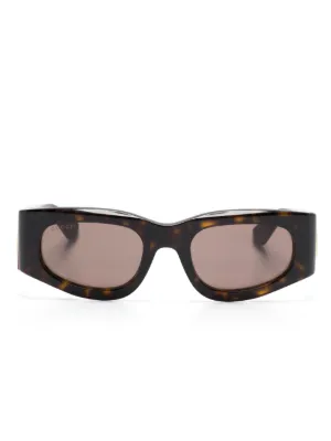 Gucci Eyewear オーバルフレーム サングラス | ブラウン | FARFETCH JP