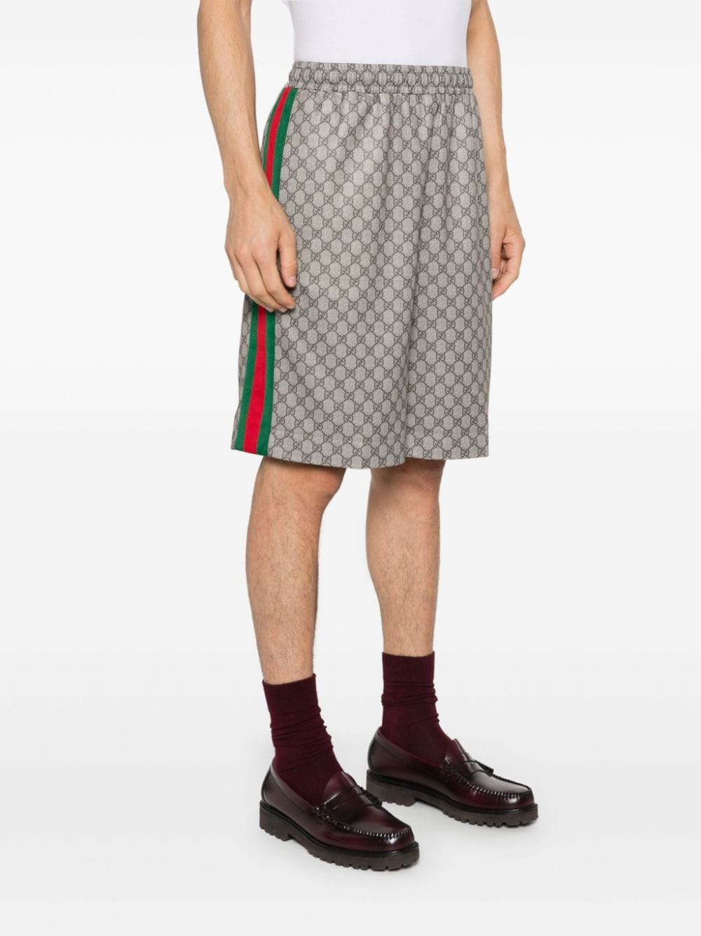 Shop Gucci Web Shorts In Neutrals