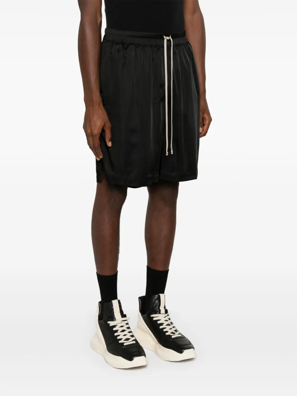 Rick Owens Satijnen shorts met trekkoord Zwart