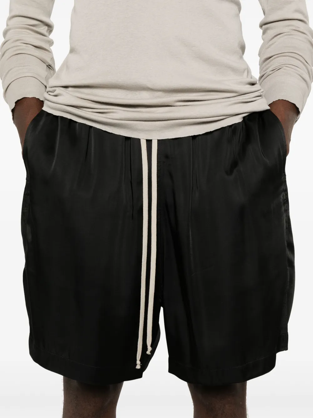 Rick Owens Satijnen shorts met trekkoord Zwart
