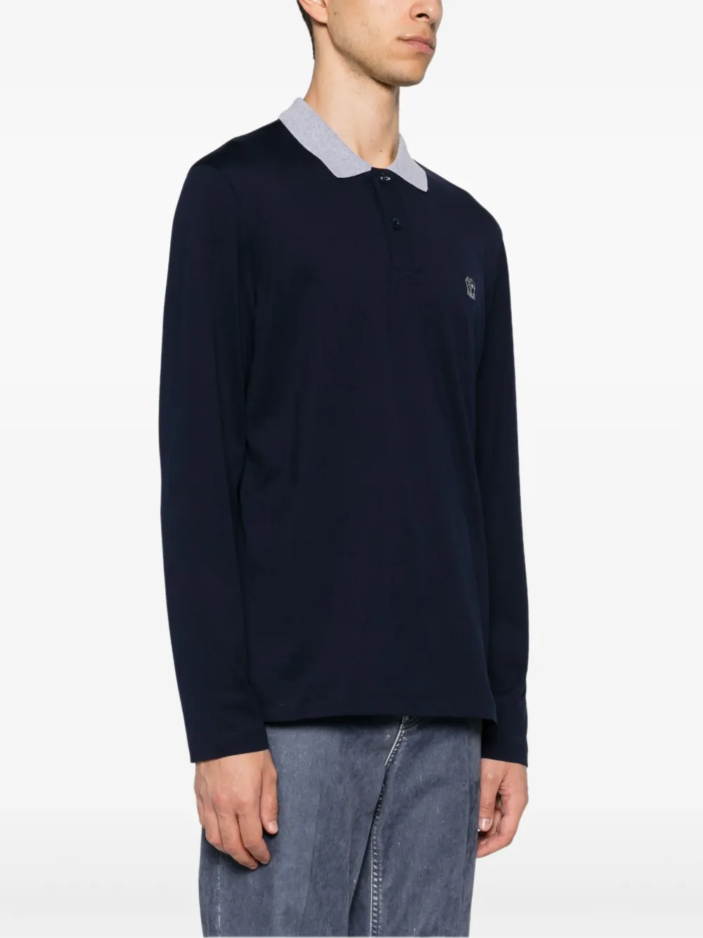 Brunello Cucinelli Poloshirt met geborduurd logo Blauw