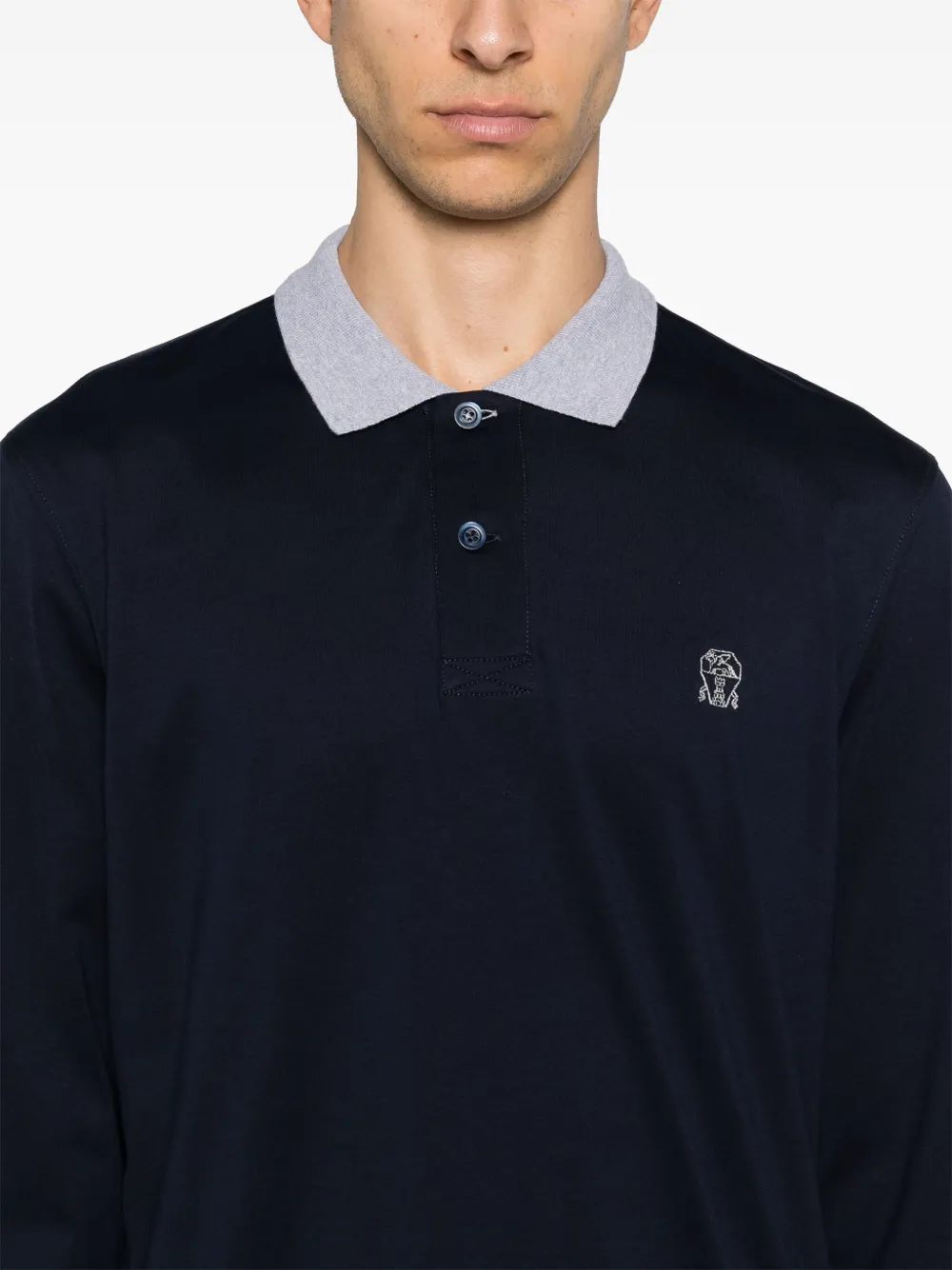 Brunello Cucinelli Poloshirt met geborduurd logo Blauw