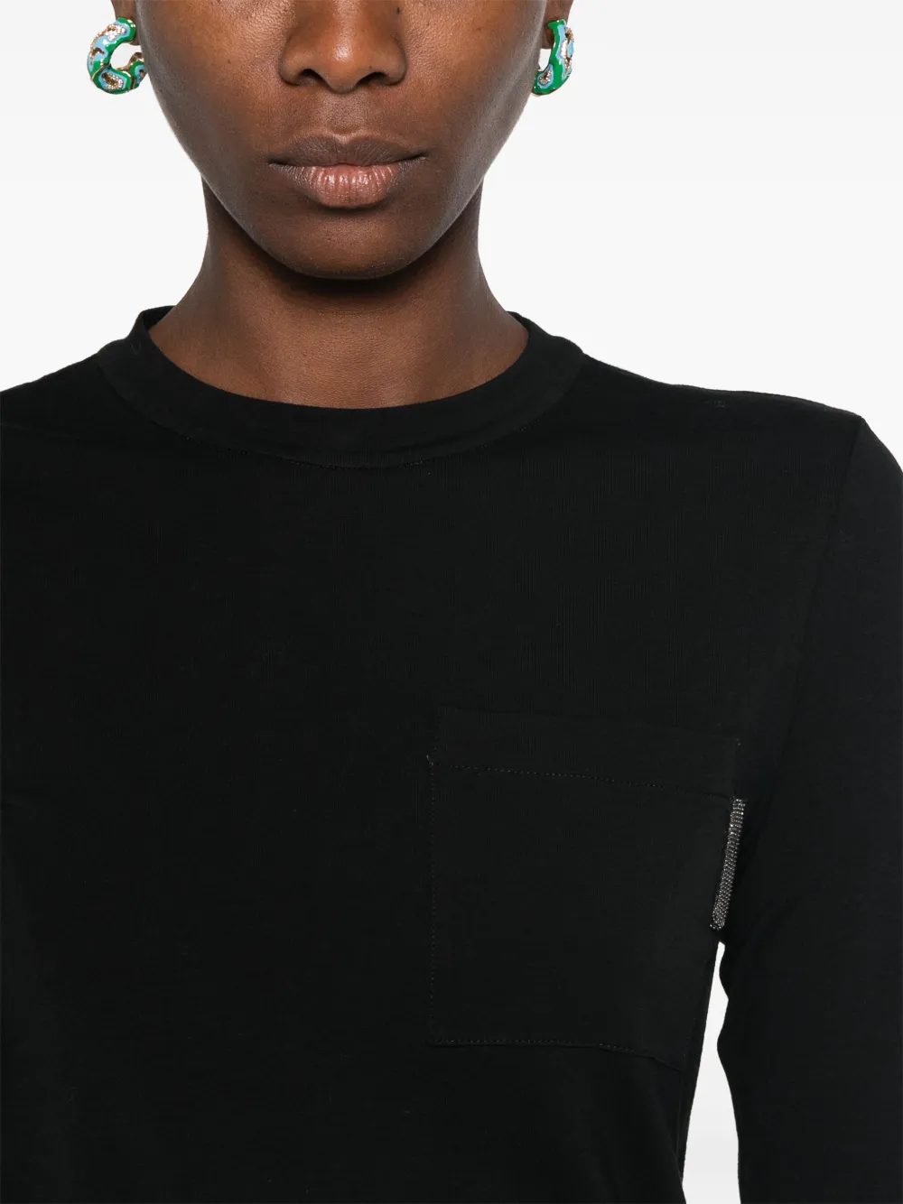 Brunello Cucinelli T-shirt met borstzak Zwart